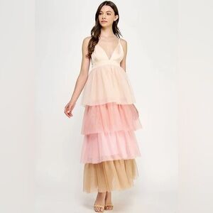 TIERED TULLE MAXI DRESS